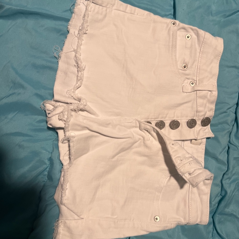 Forever 21 High Waist White Frayed Shorts